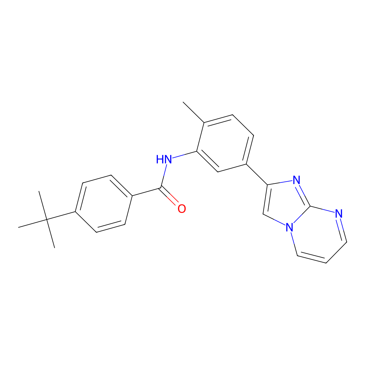 4-tert-butyl-N-(5-imidazo[1,2-a]pyrimidin-2-yl-2-methylphenyl)benzamide molecular structure, CAS 847387-77-3