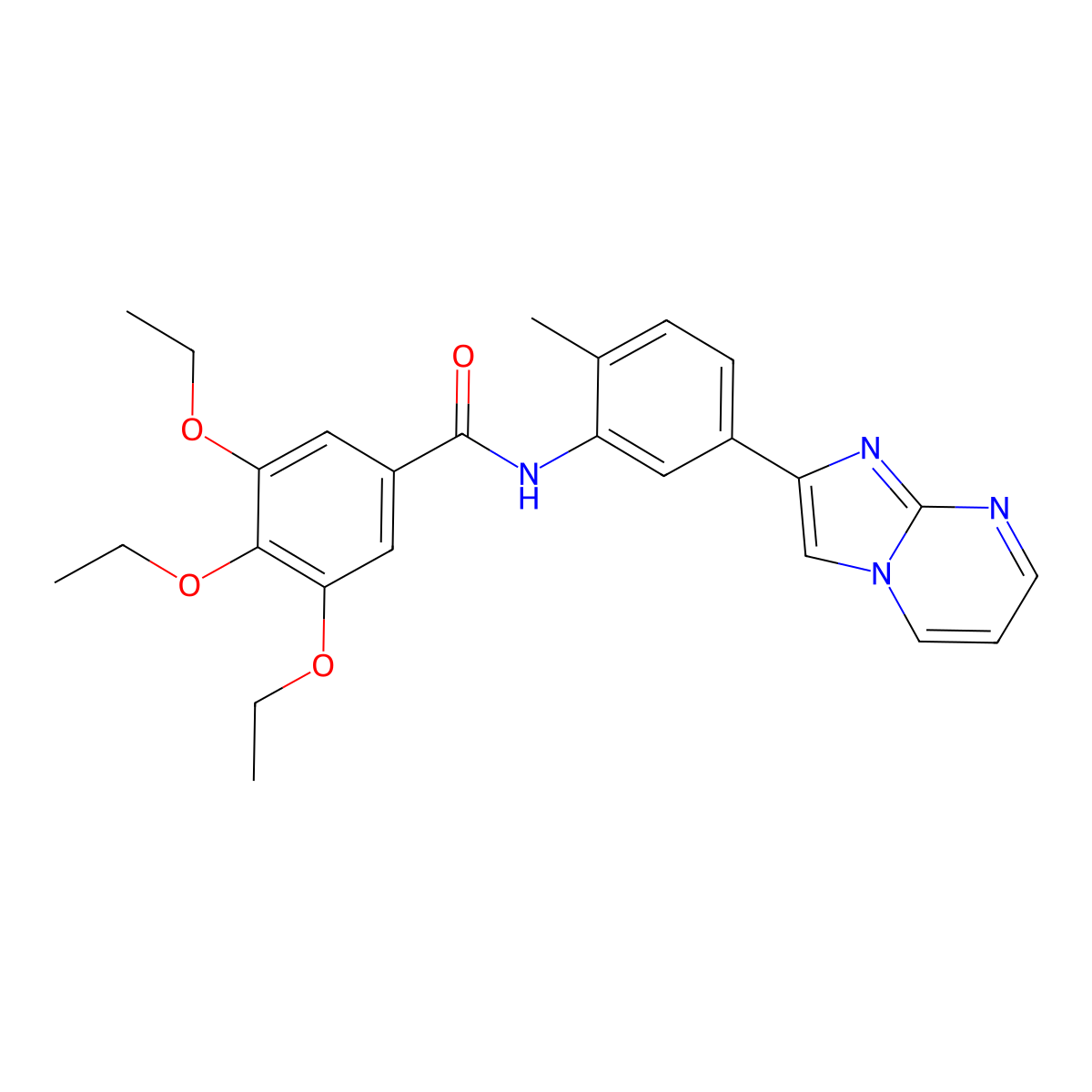 3,4,5-triethoxy-N-(5-{imidazo[1,2-a]pyrimidin-2-yl}-2-methylphenyl)benzamide molecular structure, CAS 847387-82-0