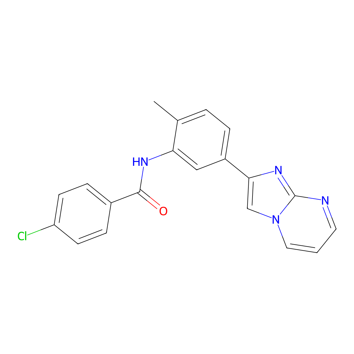 4-chloro-N-(5-{imidazo[1,2-a]pyrimidin-2-yl}-2-methylphenyl)benzamide molecular structure, CAS 847387-84-2