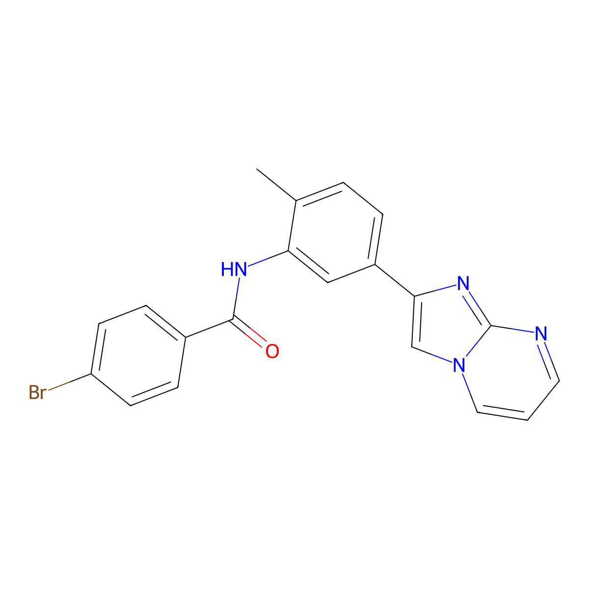 4-bromo-N-(5-{imidazo[1,2-a]pyrimidin-2-yl}-2-methylphenyl)benzamide molecular structure, CAS 847387-87-5