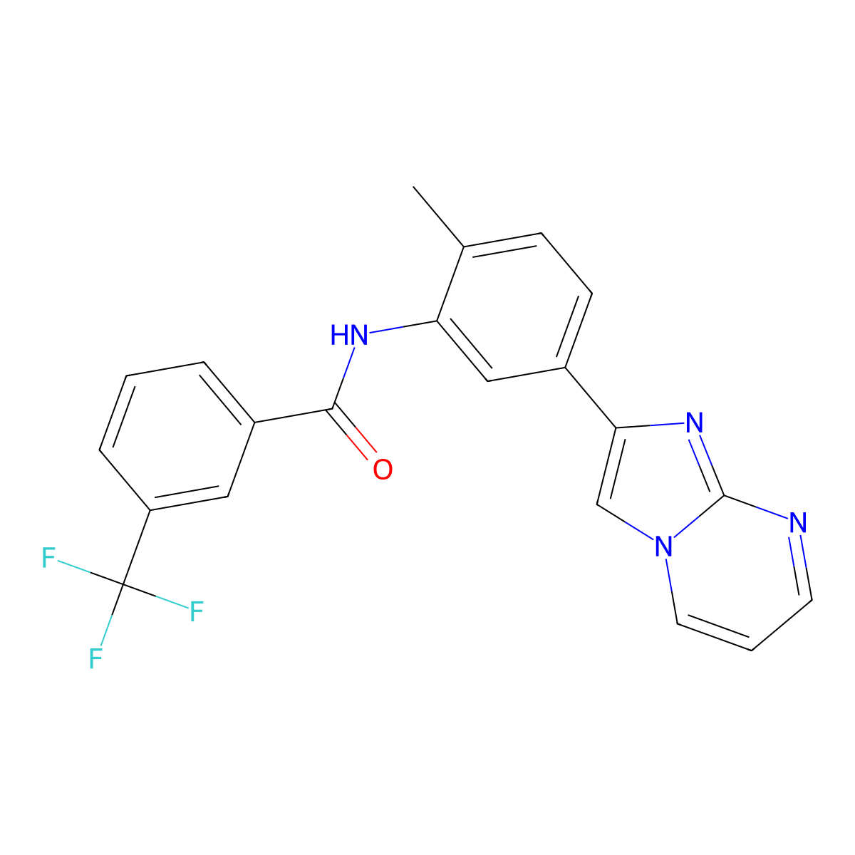 N-(5-{imidazo[1,2-a]pyrimidin-2-yl}-2-methylphenyl)-3-(trifluoromethyl)benzamide molecular structure, CAS 847387-88-6