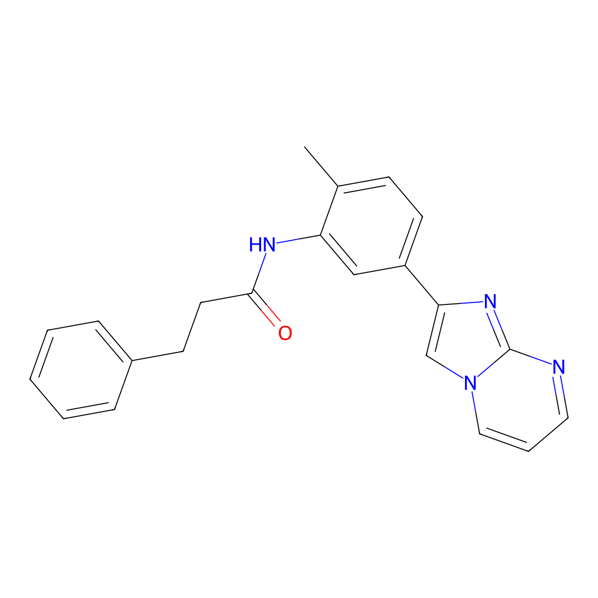 N-(5-{imidazo[1,2-a]pyrimidin-2-yl}-2-methylphenyl)-3-phenylpropanamide molecular structure, CAS 847387-89-7