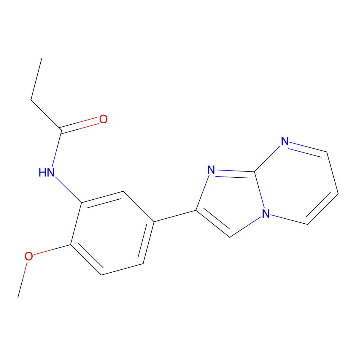 N-(5-imidazo[1,2-a]pyrimidin-2-yl-2-methoxyphenyl)propanamide molecular structure, CAS 847387-92-2