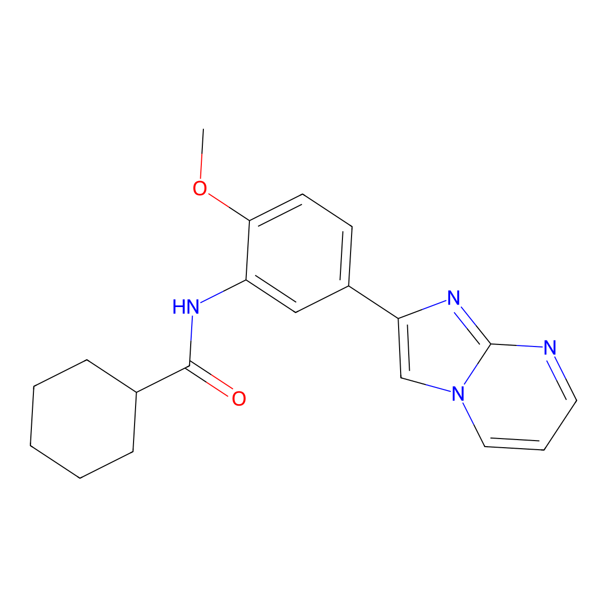 N-(5-(imidazo[1,2-a]pyrimidin-2-yl)-2-methoxyphenyl)cyclohexanecarboxamide molecular structure, CAS 847387-97-7