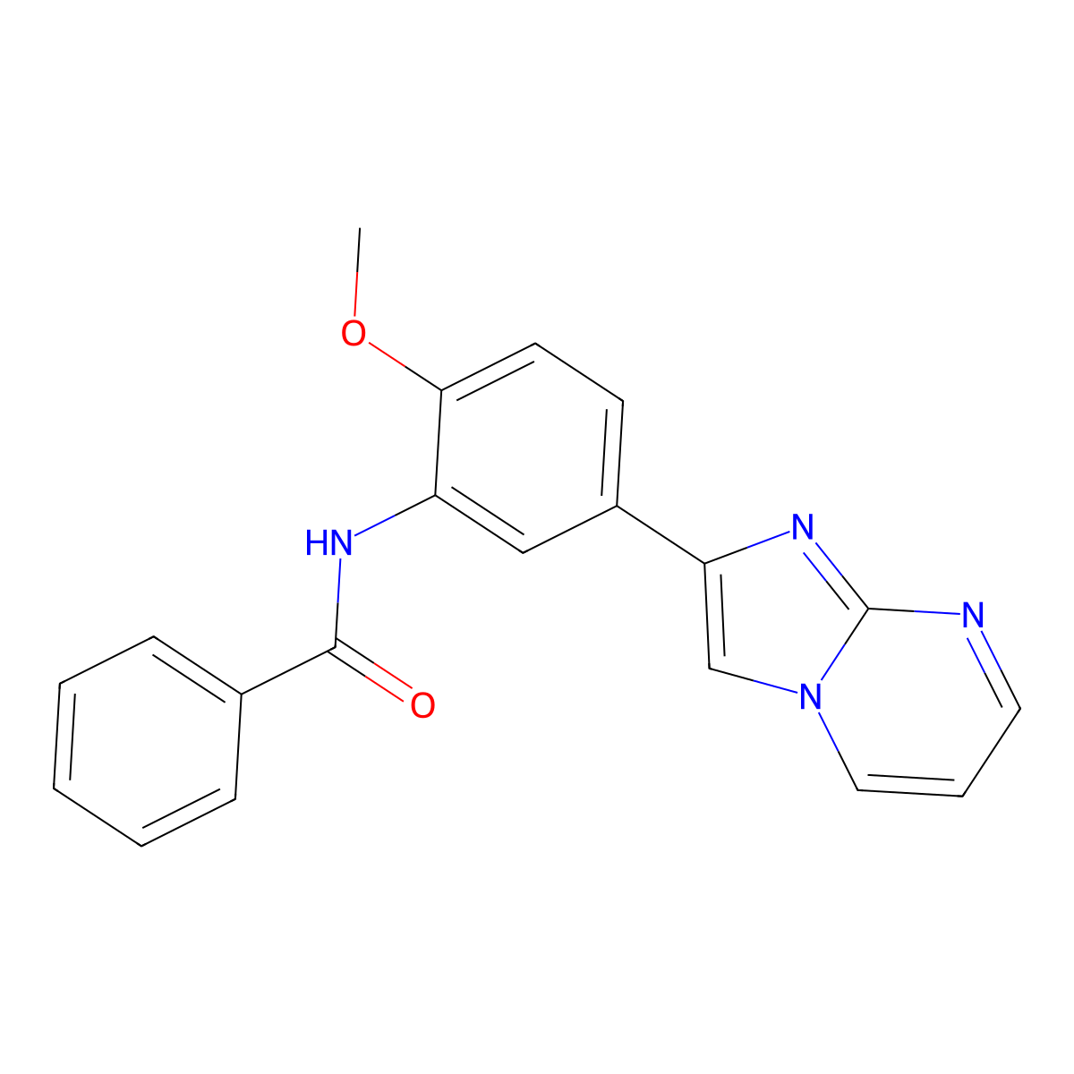 N-(5-imidazo[1,2-a]pyrimidin-2-yl-2-methoxyphenyl)benzamide molecular structure, CAS 847387-98-8