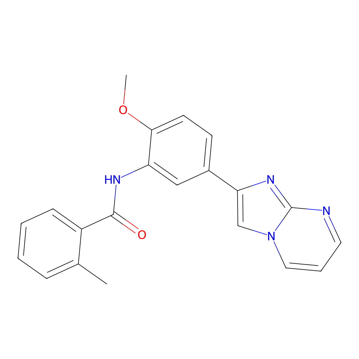 N-(5-imidazo[1,2-a]pyrimidin-2-yl-2-methoxyphenyl)-2-methylbenzamide molecular structure, CAS 847387-99-9