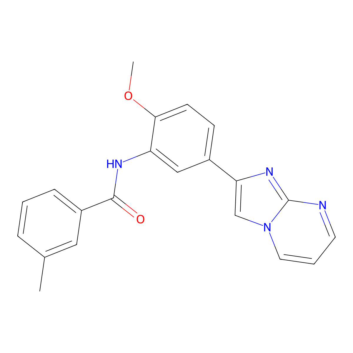 N-(5-imidazo[1,2-a]pyrimidin-2-yl-2-methoxyphenyl)-3-methylbenzamide molecular structure, CAS 847388-00-5