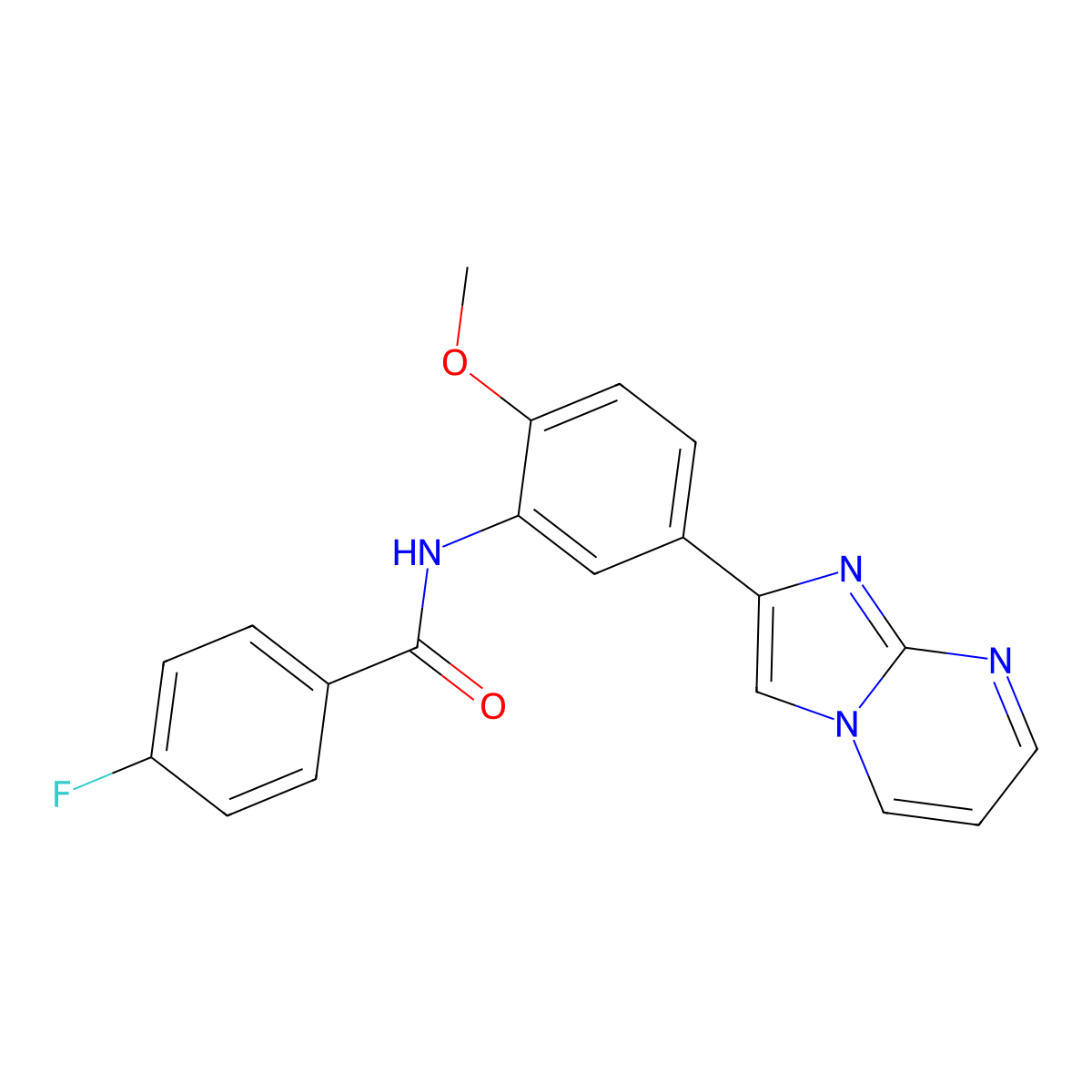 4-fluoro-N-(5-(imidazo[1,2-a]pyrimidin-2-yl)-2-methoxyphenyl)benzamide molecular structure, CAS 847388-05-0