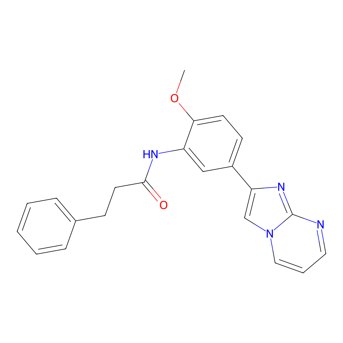 N-(5-{imidazo[1,2-a]pyrimidin-2-yl}-2-methoxyphenyl)-3-phenylpropanamide molecular structure, CAS 847388-09-4
