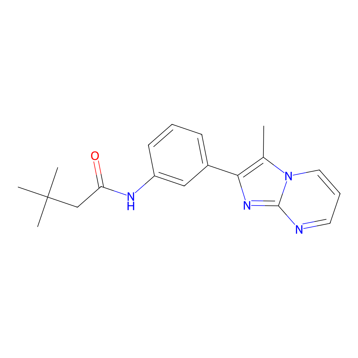 3,3-dimethyl-N-(3-(3-methylimidazo[1,2-a]pyrimidin-2-yl)phenyl)butanamide molecular structure, CAS 847388-32-3