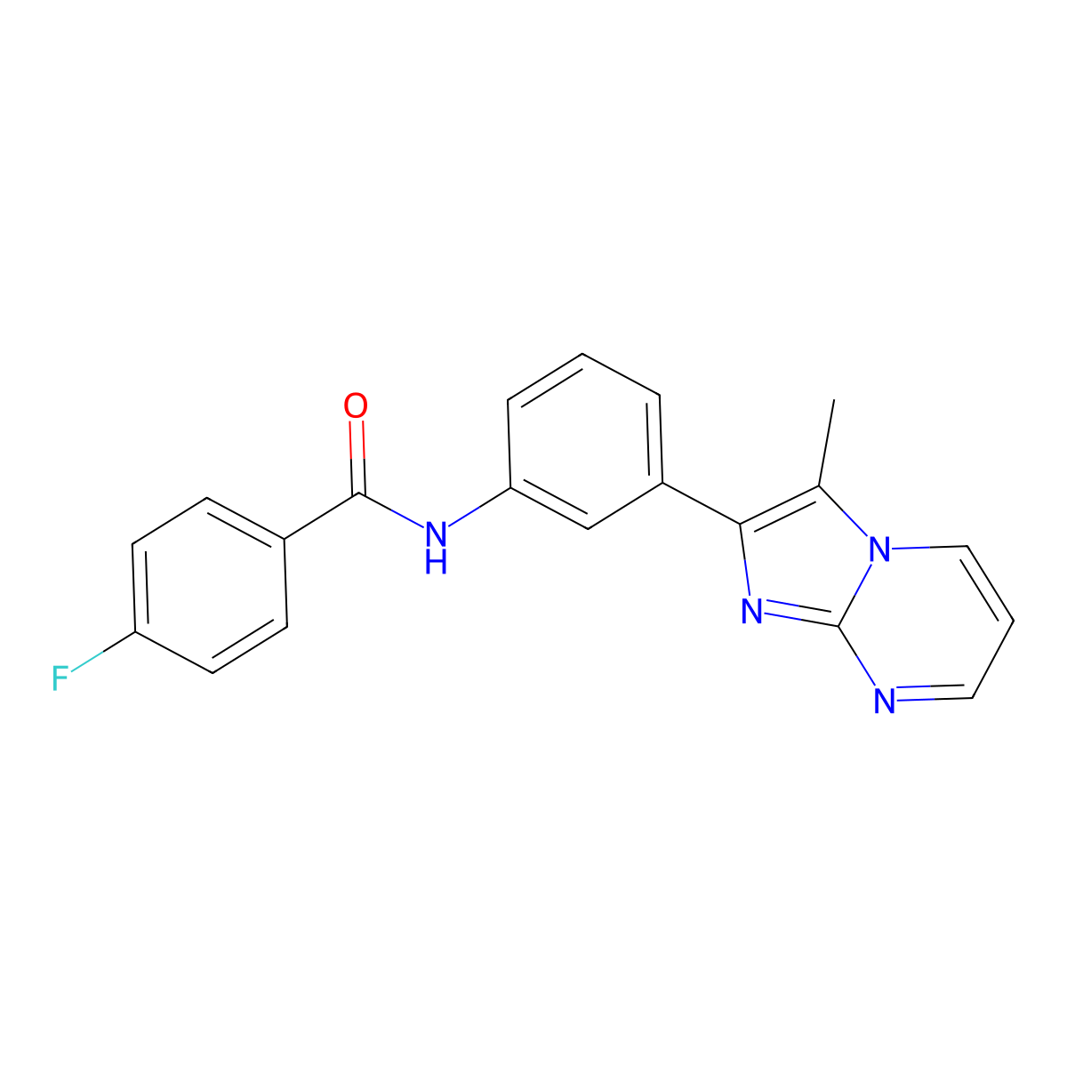 4-fluoro-N-(3-(3-methylimidazo[1,2-a]pyrimidin-2-yl)phenyl)benzamide molecular structure, CAS 847388-37-8