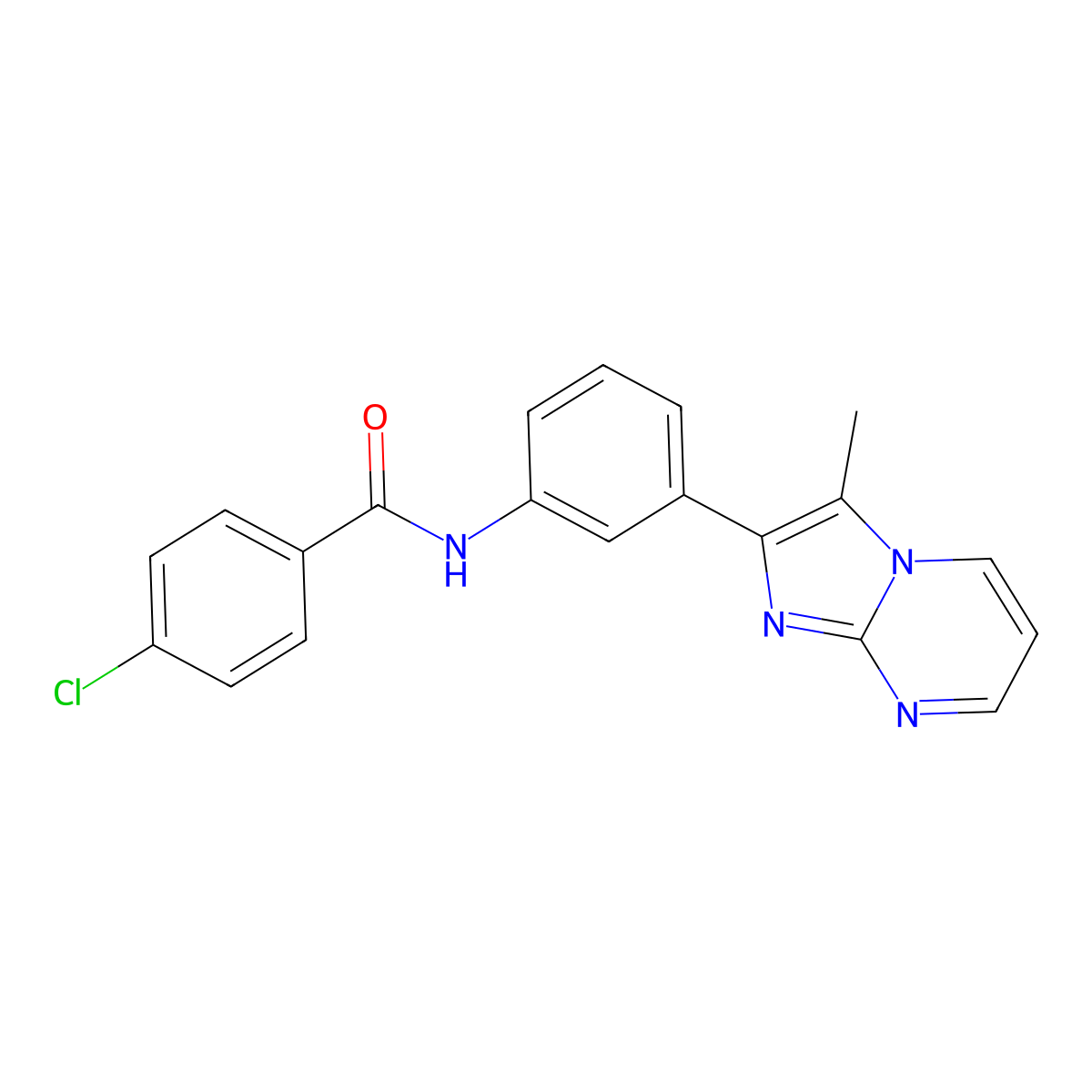 4-chloro-N-(3-(3-methylimidazo[1,2-a]pyrimidin-2-yl)phenyl)benzamide molecular structure, CAS 847388-38-9