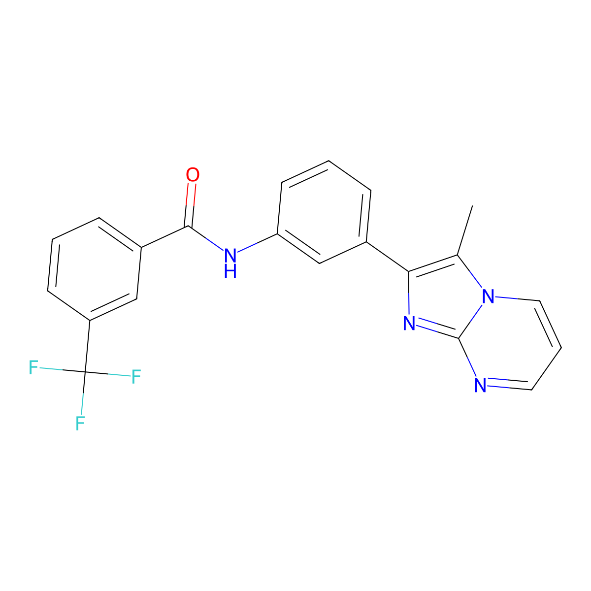 N-(3-{3-methylimidazo[1,2-a]pyrimidin-2-yl}phenyl)-3-(trifluoromethyl)benzamide molecular structure, CAS 847388-41-4