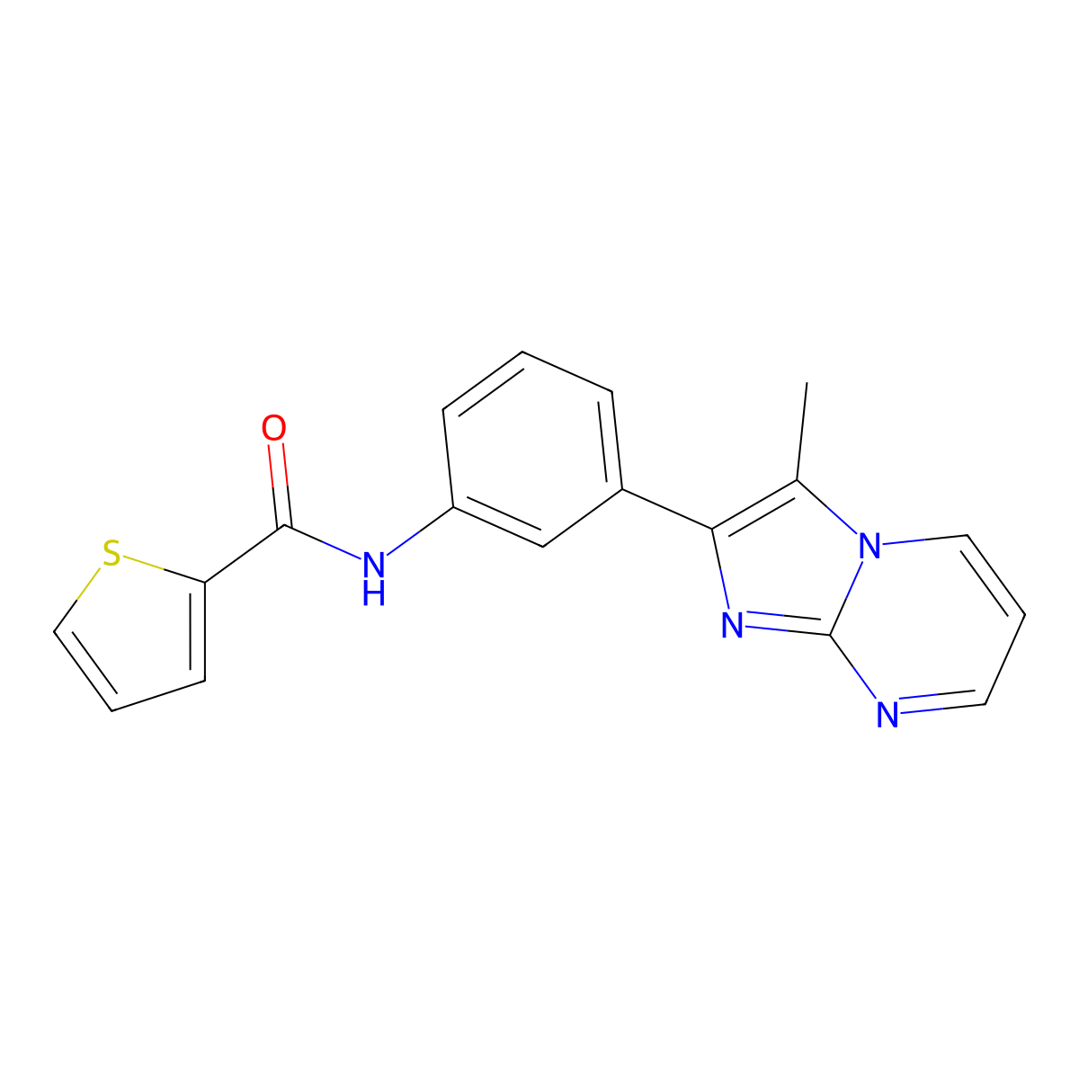 N-(3-(3-methylimidazo[1,2-a]pyrimidin-2-yl)phenyl)thiophene-2-carboxamide molecular structure, CAS 847388-44-7