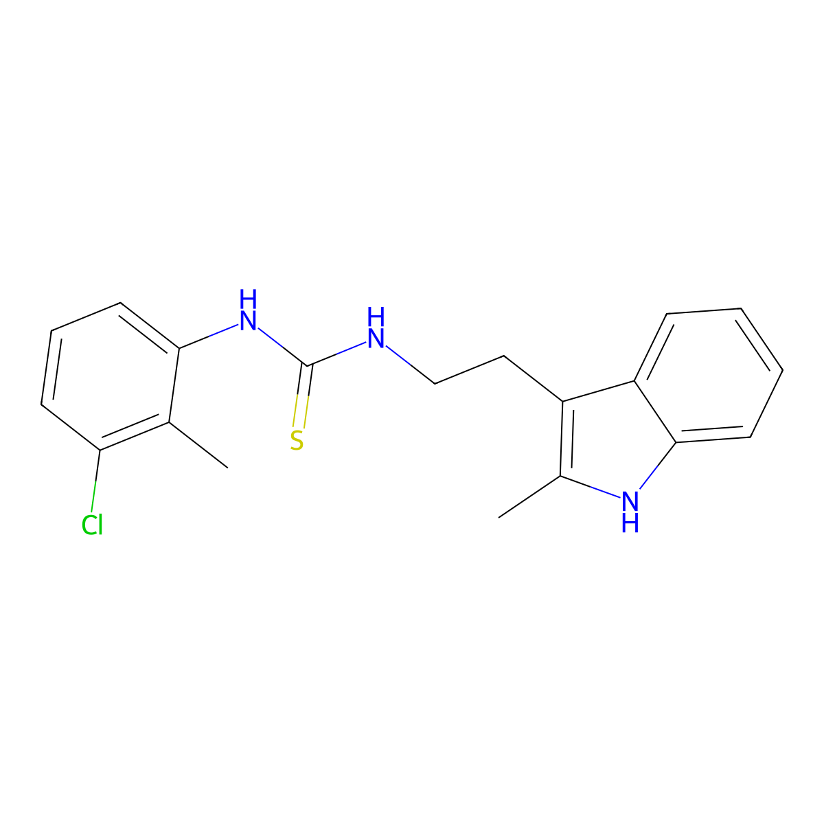 1-(3-chloro-2-methylphenyl)-3-[2-(2-methyl-1H-indol-3-yl)ethyl]thiourea molecular structure, CAS 847388-73-2