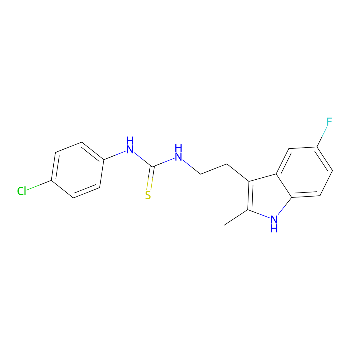 1-(4-chlorophenyl)-3-[2-(5-fluoro-2-methyl-1H-indol-3-yl)ethyl]thiourea molecular structure, CAS 847389-07-5