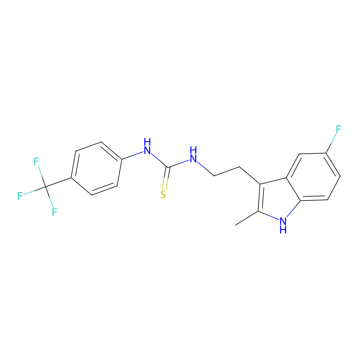 1-(2-(5-fluoro-2-methyl-1H-indol-3-yl)ethyl)-3-(4-(trifluoromethyl)phenyl)thiourea molecular structure, CAS 847389-14-4