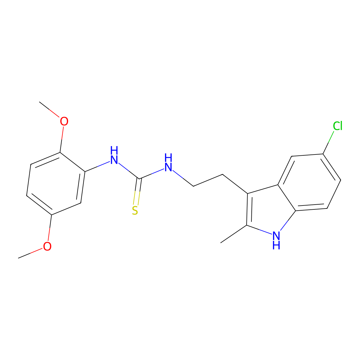 1-(2-(5-chloro-2-methyl-1H-indol-3-yl)ethyl)-3-(2,5-dimethoxyphenyl)thiourea molecular structure, CAS 847389-38-2
