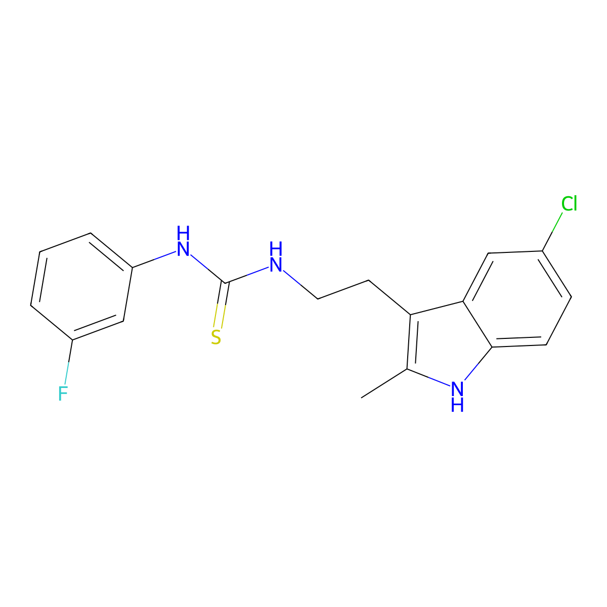 1-(2-(5-chloro-2-methyl-1H-indol-3-yl)ethyl)-3-(3-fluorophenyl)thiourea molecular structure, CAS 847389-40-6