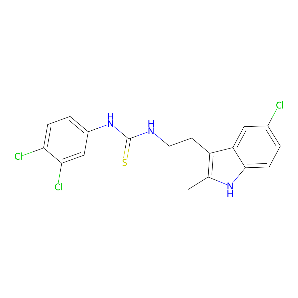 1-(2-(5-chloro-2-methyl-1H-indol-3-yl)ethyl)-3-(3,4-dichlorophenyl)thiourea molecular structure, CAS 847389-45-1