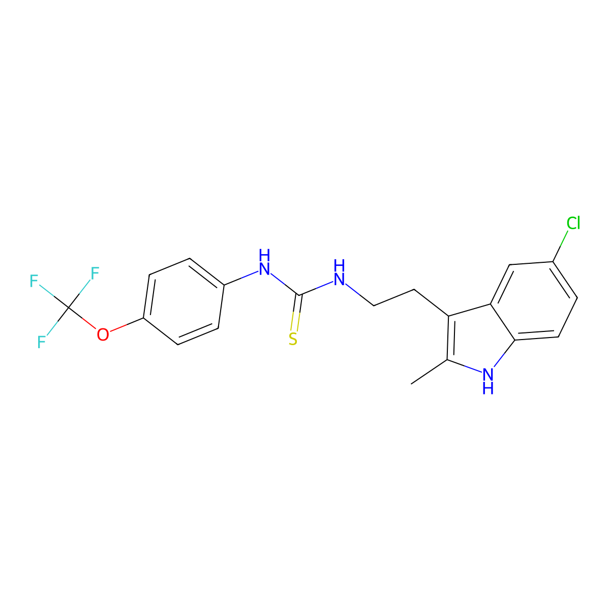 1-(2-(5-chloro-2-methyl-1H-indol-3-yl)ethyl)-3-(4-(trifluoromethoxy)phenyl)thiourea molecular structure, CAS 847389-53-1