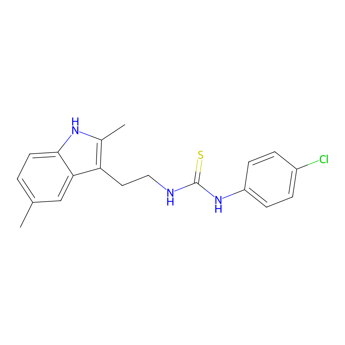 1-(4-chlorophenyl)-3-[2-(2,5-dimethyl-1H-indol-3-yl)ethyl]thiourea molecular structure, CAS 847389-81-5