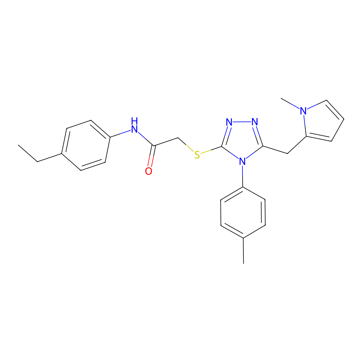 N-(4-ethylphenyl)-2-((5-((1-methyl-1H-pyrrol-2-yl)methyl)-4-(p-tolyl)-4H-1,2,4-triazol-3-yl)thio)acetamide molecular structure, CAS 847391-16-6