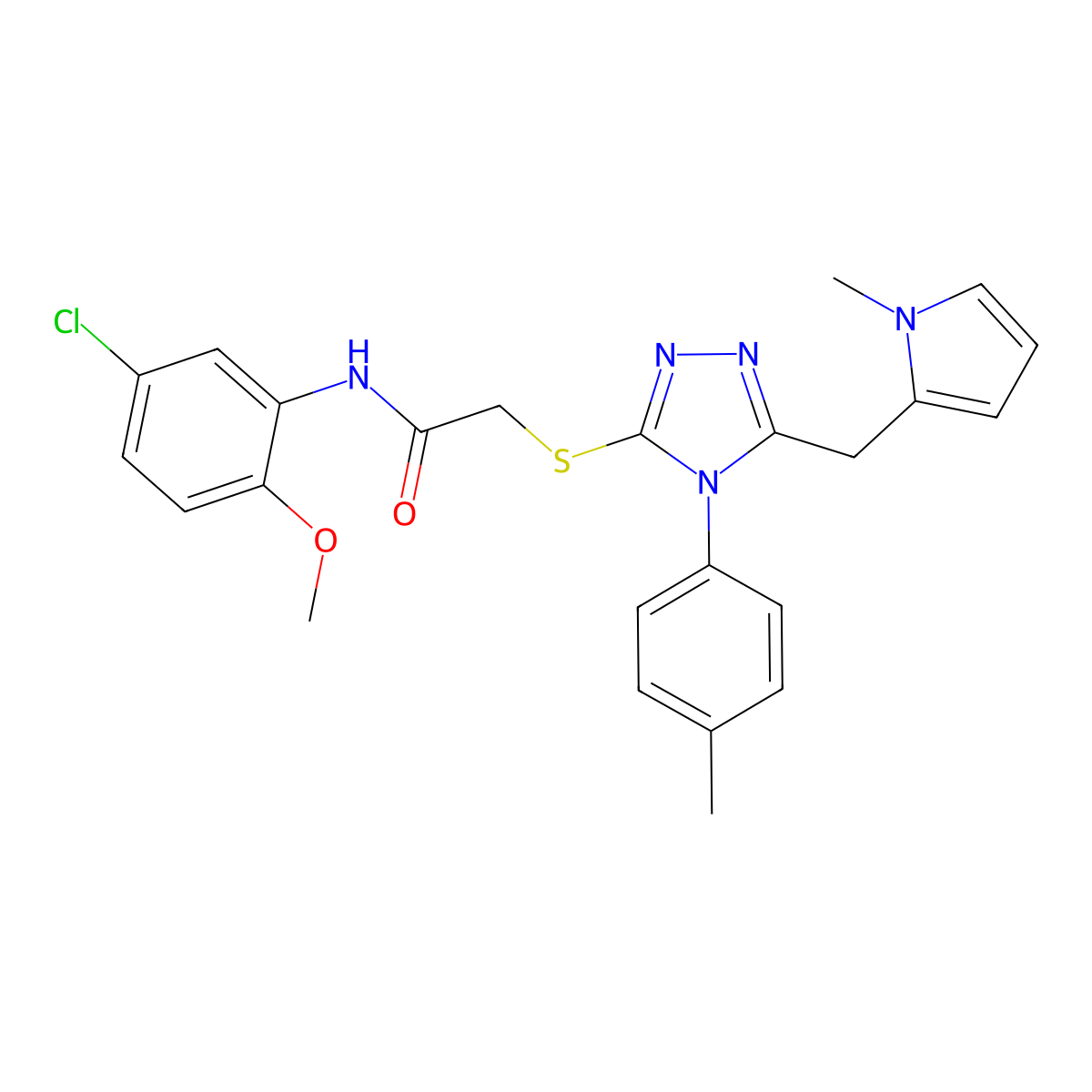 N-(5-chloro-2-methoxyphenyl)-2-((5-((1-methyl-1H-pyrrol-2-yl)methyl)-4-(p-tolyl)-4H-1,2,4-triazol-3-yl)thio)acetamide molecular structure, CAS 847391-26-8