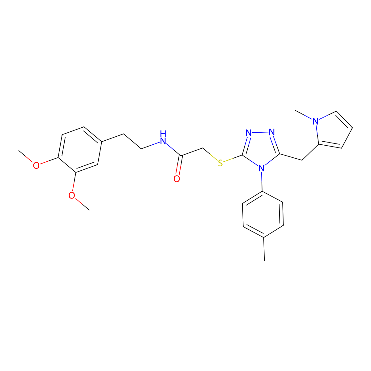 N-(3,4-dimethoxyphenethyl)-2-((5-((1-methyl-1H-pyrrol-2-yl)methyl)-4-(p-tolyl)-4H-1,2,4-triazol-3-yl)thio)acetamide molecular structure, CAS 847391-60-0