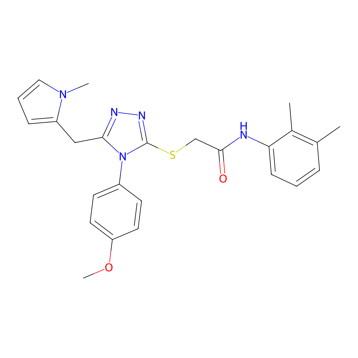 N-(2,3-dimethylphenyl)-2-[[4-(4-methoxyphenyl)-5-[(1-methylpyrrol-2-yl)methyl]-1,2,4-triazol-3-yl]sulfanyl]acetamide molecular structure, CAS 847392-93-2