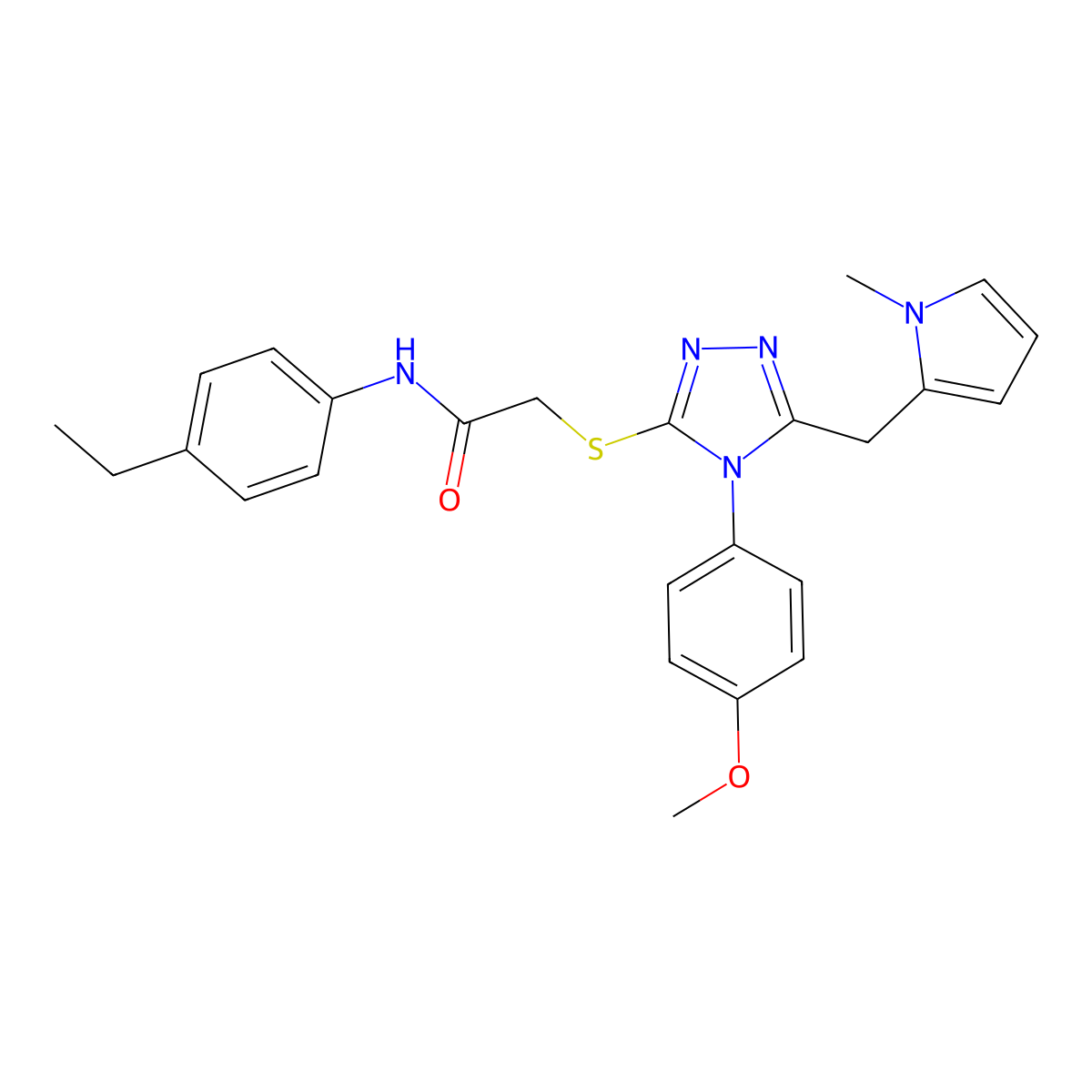 N-(4-ethylphenyl)-2-((4-(4-methoxyphenyl)-5-((1-methyl-1H-pyrrol-2-yl)methyl)-4H-1,2,4-triazol-3-yl)thio)acetamide molecular structure, CAS 847392-98-7