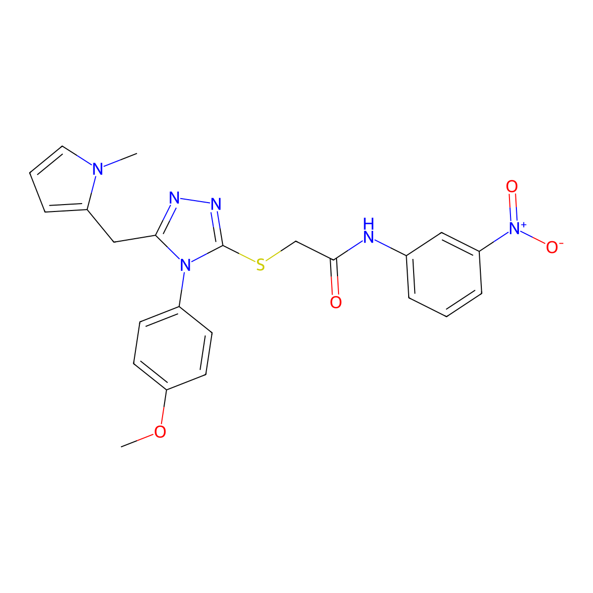 2-((4-(4-methoxyphenyl)-5-((1-methyl-1H-pyrrol-2-yl)methyl)-4H-1,2,4-triazol-3-yl)thio)-N-(3-nitrophenyl)acetamide molecular structure, CAS 847393-25-3