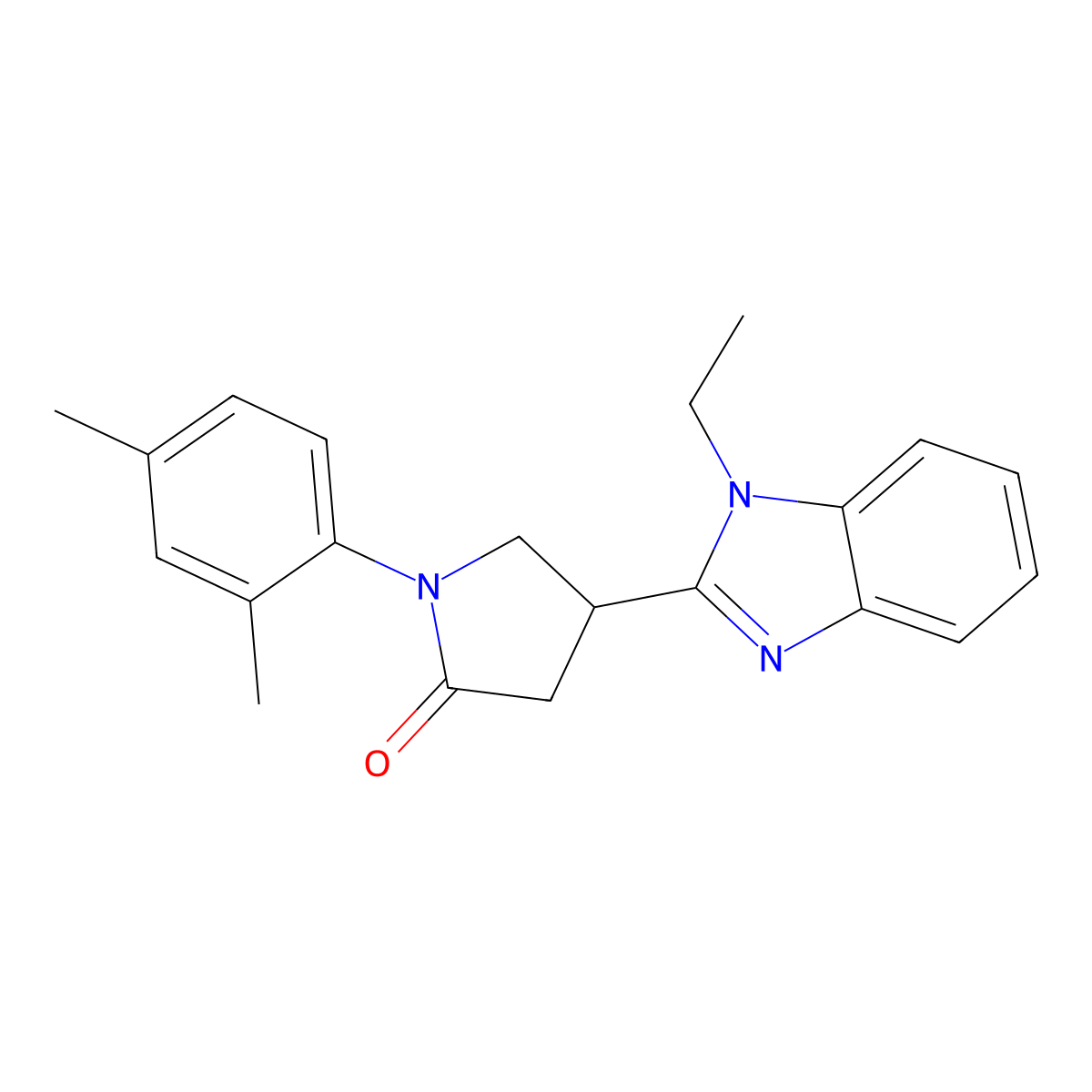 1-(2,4-dimethylphenyl)-4-(1-ethyl-1H-1,3-benzodiazol-2-yl)pyrrolidin-2-one molecular structure, CAS 847394-24-5