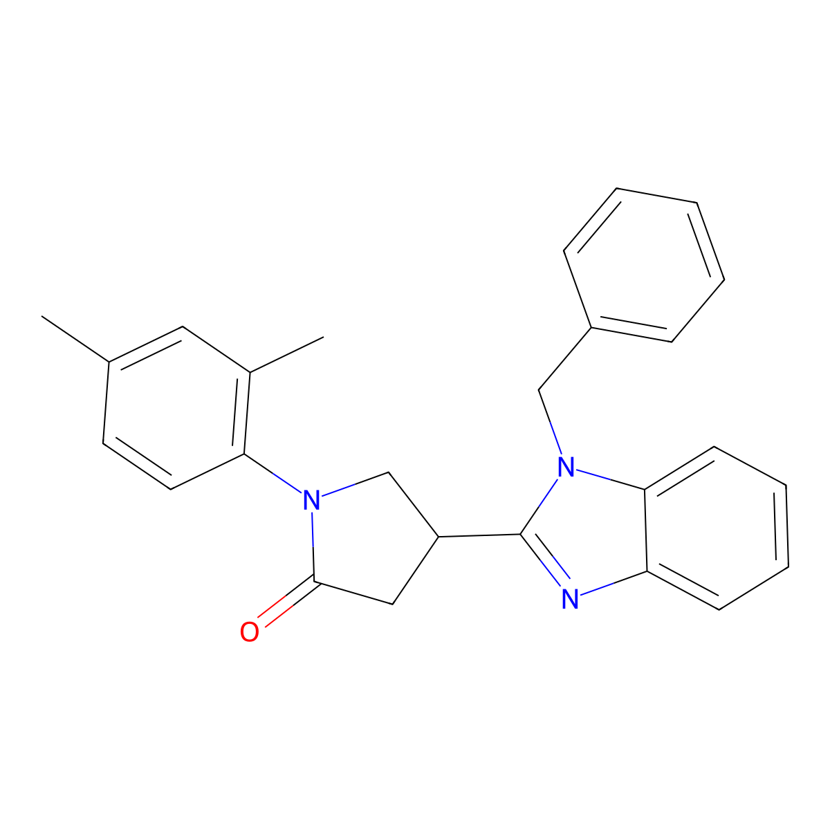 4-(1-benzyl-1H-benzimidazol-2-yl)-1-(2,4-dimethylphenyl)pyrrolidin-2-one molecular structure, CAS 847394-33-6