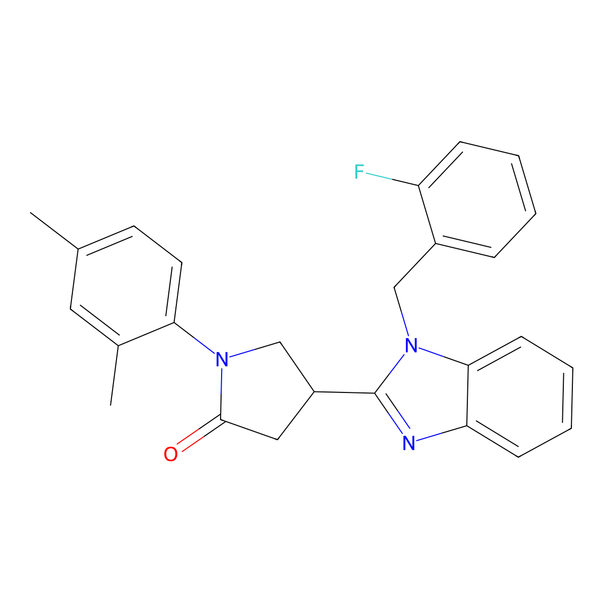 1-(2,4-Dimethylphenyl)-4-[1-[(2-fluorophenyl)methyl]benzimidazol-2-yl]pyrrolidin-2-one molecular structure, CAS 847394-34-7