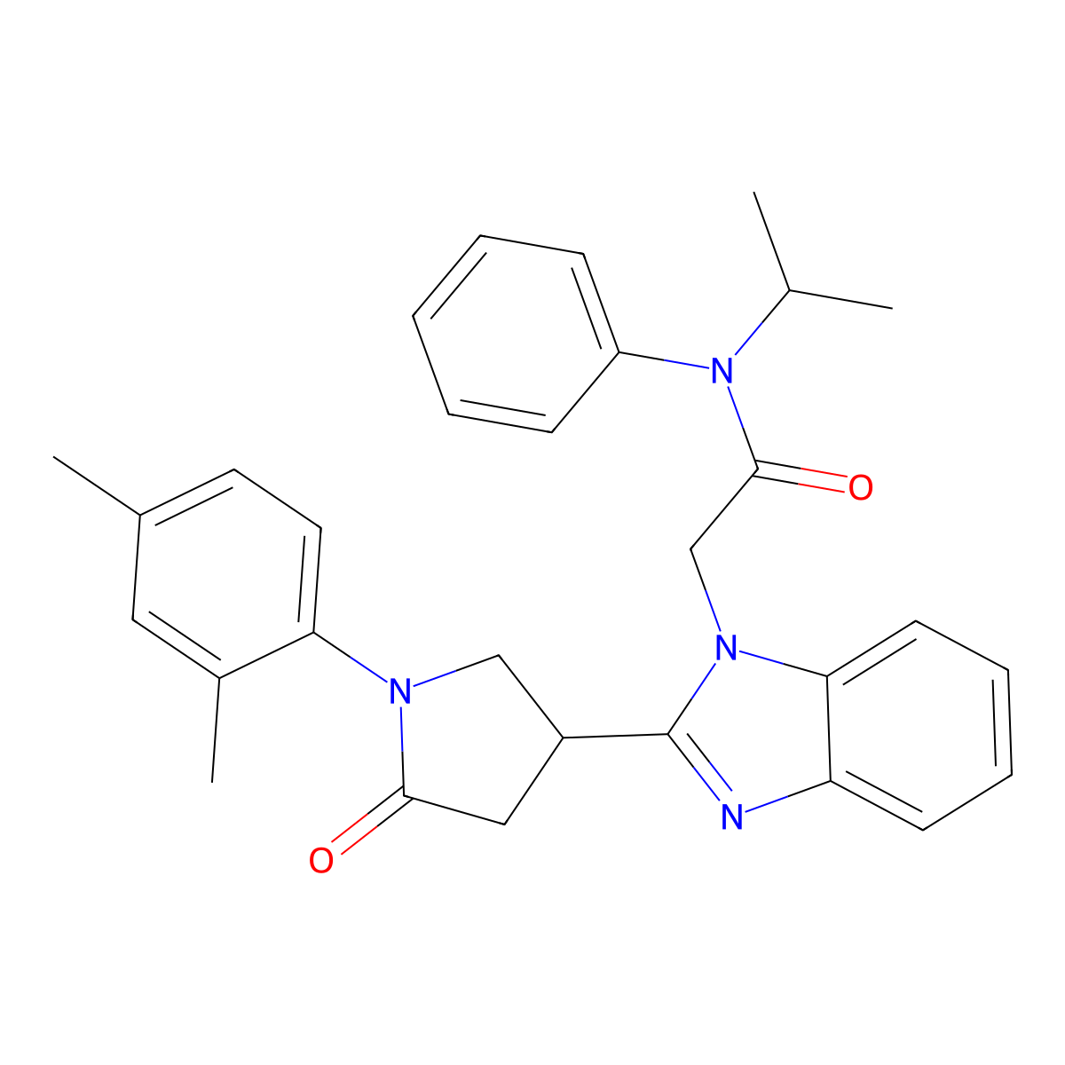 2-{2-[1-(2,4-dimethylphenyl)-5-oxopyrrolidin-3-yl]-1H-1,3-benzodiazol-1-yl}-N-phenyl-N-(propan-2-yl)acetamide molecular structure, CAS 847394-35-8