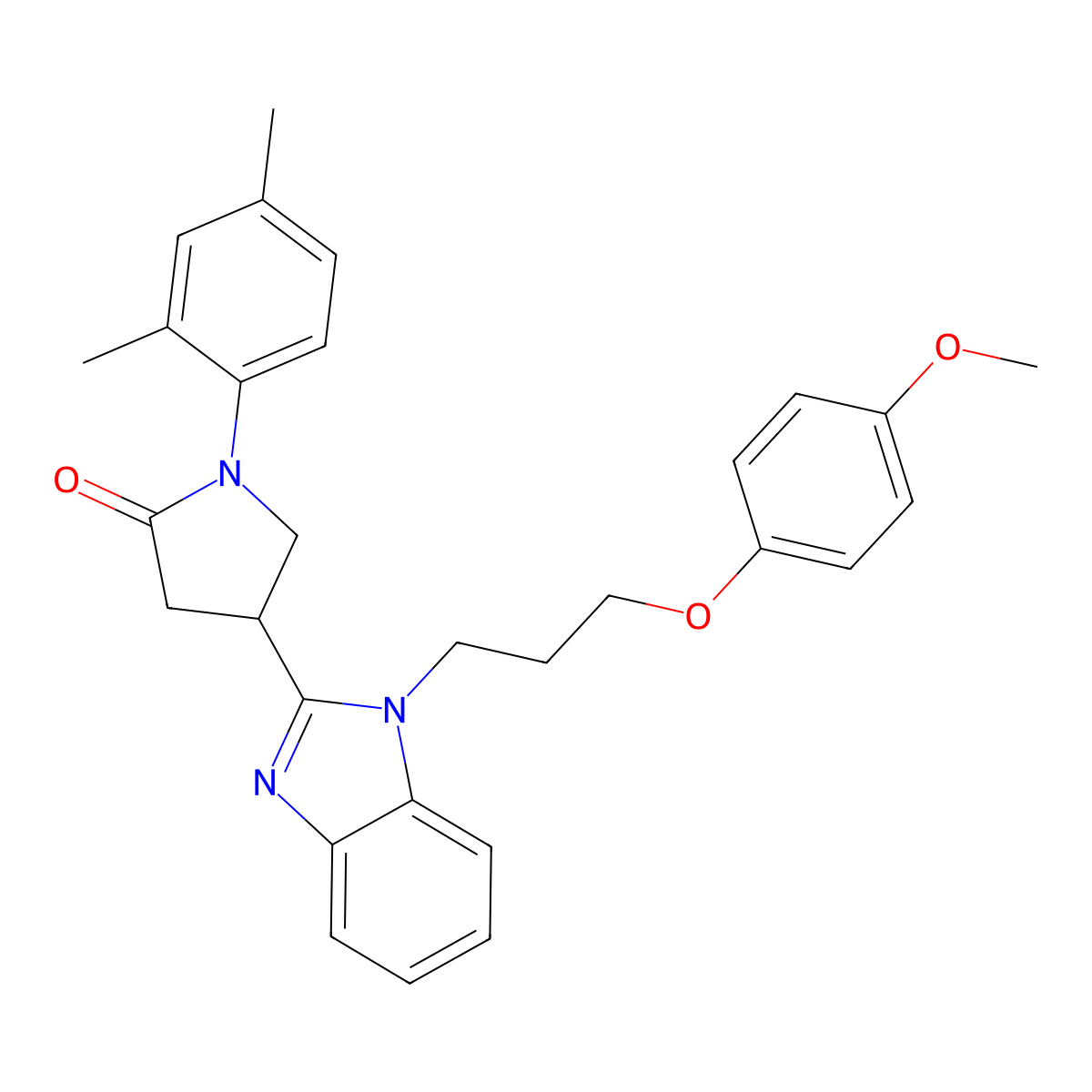 1-(2,4-Dimethylphenyl)-4-[1-[3-(4-methoxyphenoxy)propyl]benzimidazol-2-yl]pyrrolidin-2-one molecular structure, CAS 847394-40-5
