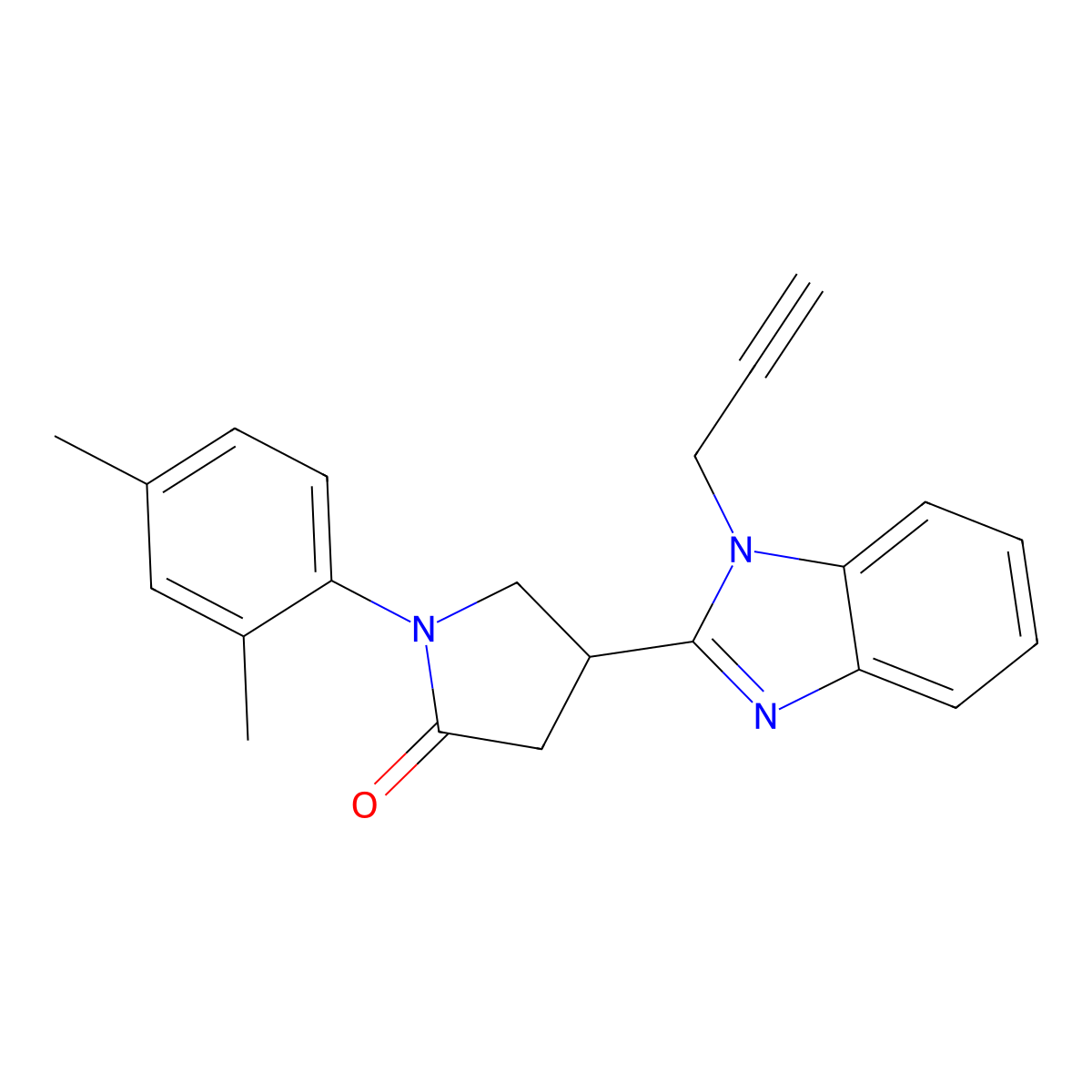 1-(2,4-Dimethylphenyl)-4-(1-prop-2-ynylbenzimidazol-2-yl)pyrrolidin-2-one molecular structure, CAS 847394-42-7