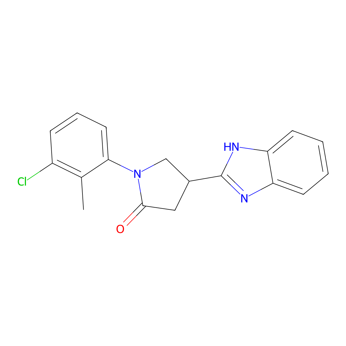 4-(1H-benzimidazol-2-yl)-1-(3-chloro-2-methylphenyl)pyrrolidin-2-one molecular structure, CAS 847394-43-8