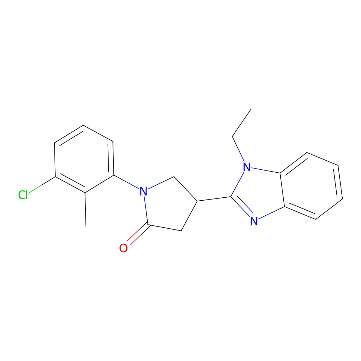 1-(3-chloro-2-methylphenyl)-4-(1-ethyl-1H-benzimidazol-2-yl)pyrrolidin-2-one molecular structure, CAS 847394-45-0
