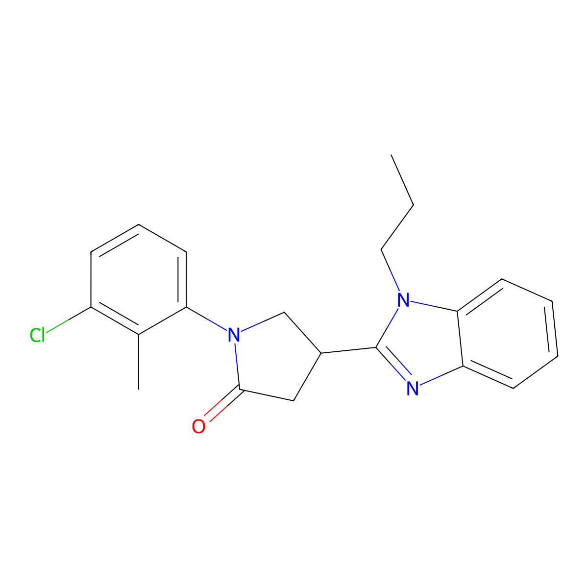 1-(3-chloro-2-methylphenyl)-4-(1-propyl-1H-benzimidazol-2-yl)pyrrolidin-2-one molecular structure, CAS 847394-46-1