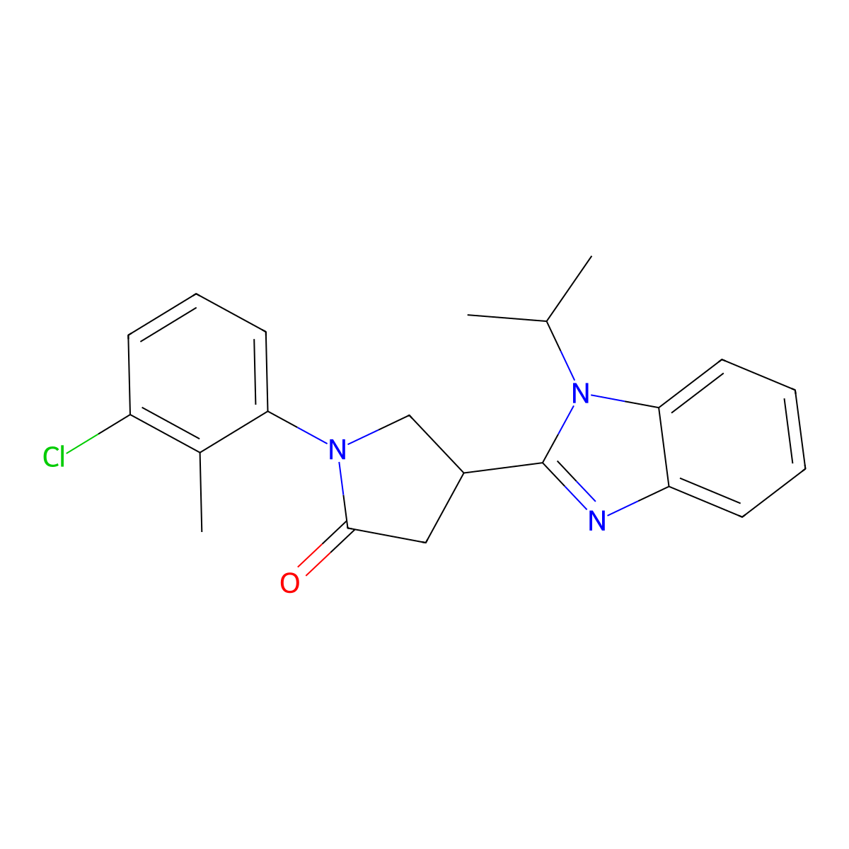 1-(3-chloro-2-methylphenyl)-4-(1-isopropyl-1H-benzo[d]imidazol-2-yl)pyrrolidin-2-one molecular structure, CAS 847394-47-2