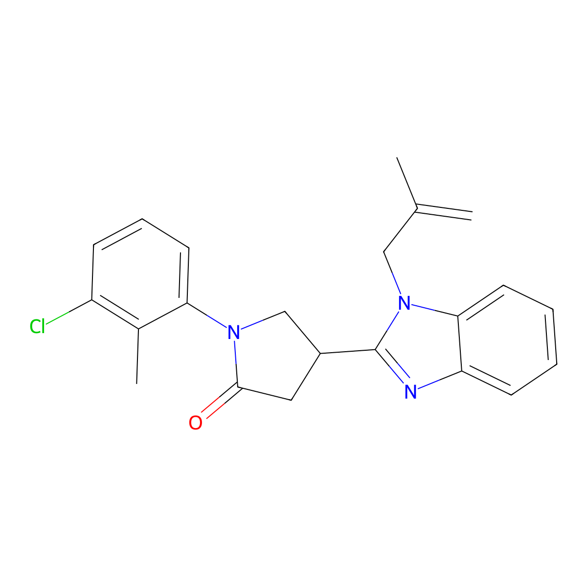 1-(3-chloro-2-methylphenyl)-4-(1-(2-methylallyl)-1H-benzo[d]imidazol-2-yl)pyrrolidin-2-one molecular structure, CAS 847394-48-3