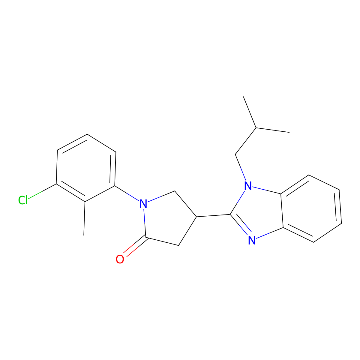 1-(3-chloro-2-methylphenyl)-4-(1-isobutyl-1H-benzo[d]imidazol-2-yl)pyrrolidin-2-one molecular structure, CAS 847394-49-4