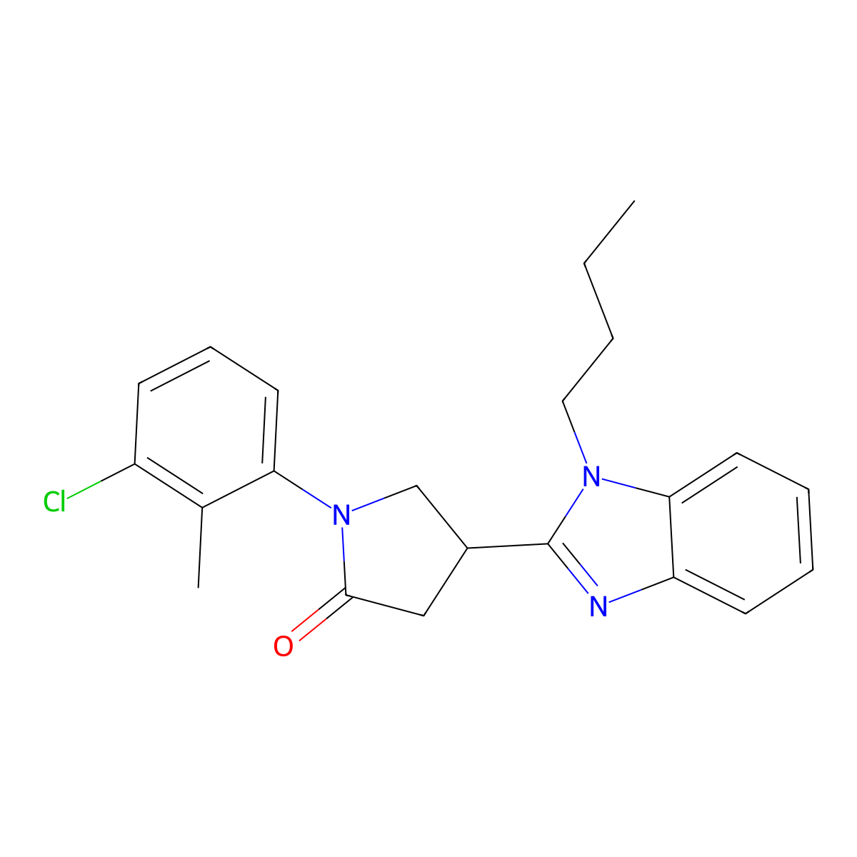 4-(1-butyl-1H-benzimidazol-2-yl)-1-(3-chloro-2-methylphenyl)pyrrolidin-2-one molecular structure, CAS 847394-50-7