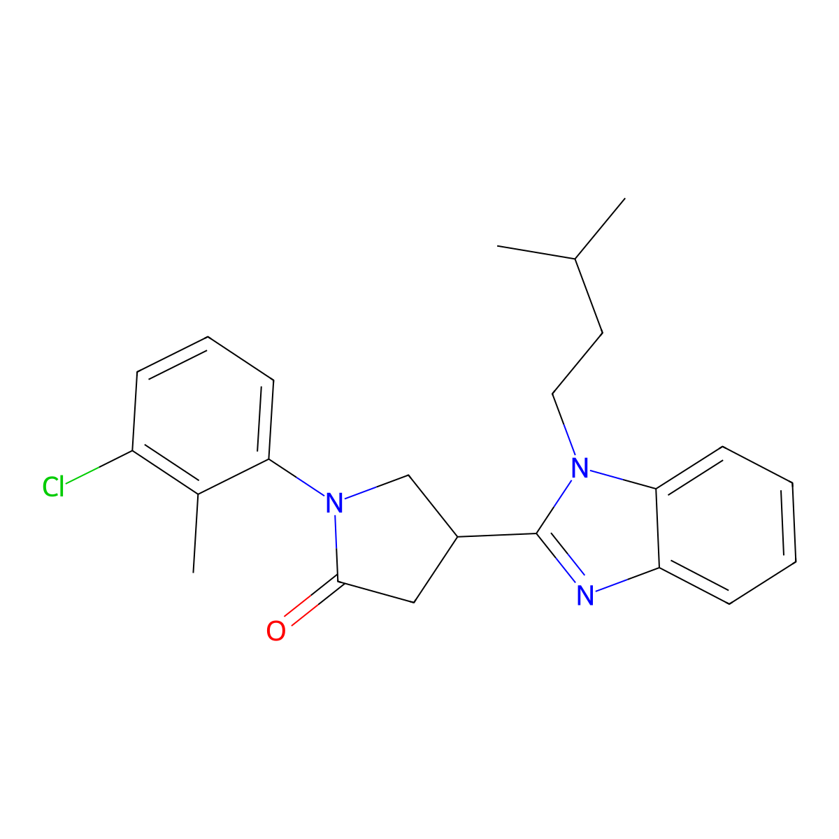 1-(3-chloro-2-methylphenyl)-4-(1-isopentyl-1H-benzo[d]imidazol-2-yl)pyrrolidin-2-one molecular structure, CAS 847394-51-8