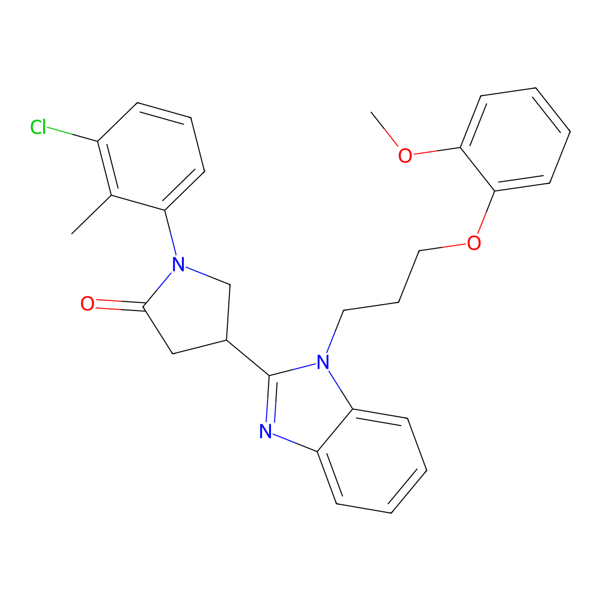 1-(3-chloro-2-methylphenyl)-4-{1-[3-(2-methoxyphenoxy)propyl]-1H-benzimidazol-2-yl}pyrrolidin-2-one molecular structure, CAS 847394-55-2