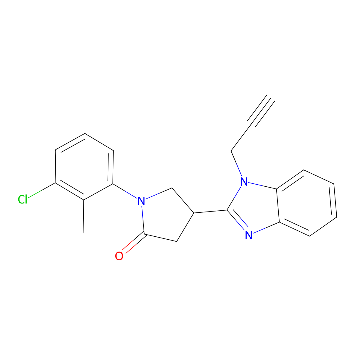 1-(3-chloro-2-methylphenyl)-4-(1-(prop-2-yn-1-yl)-1H-benzo[d]imidazol-2-yl)pyrrolidin-2-one molecular structure, CAS 847394-56-3
