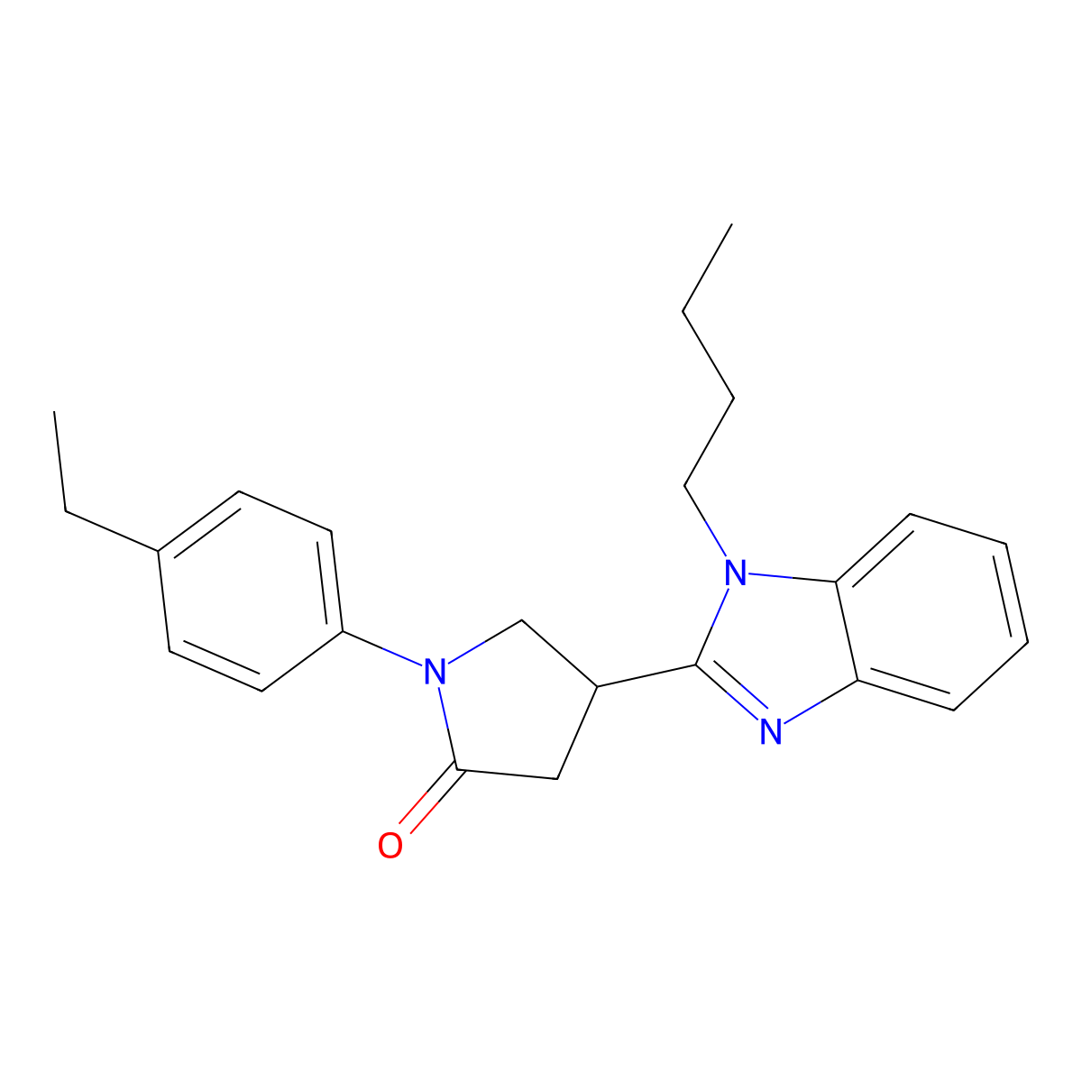 4-(1-Butylbenzimidazol-2-yl)-1-(4-ethylphenyl)pyrrolidin-2-one molecular structure, CAS 847394-64-3
