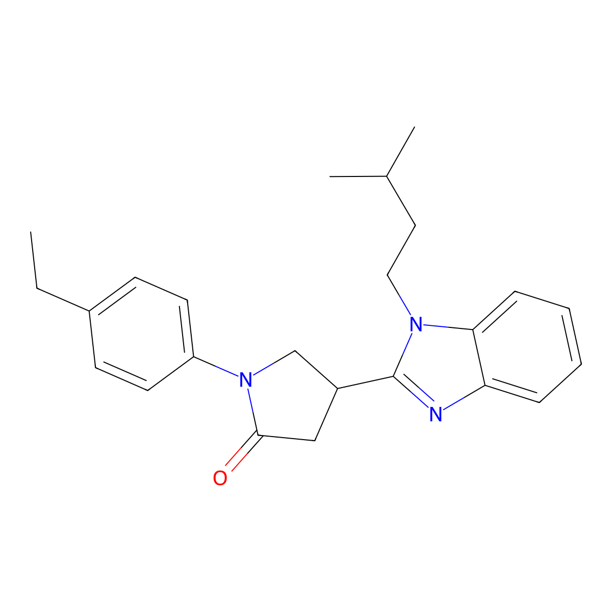 1-(4-ethylphenyl)-4-[1-(3-methylbutyl)-1H-1,3-benzodiazol-2-yl]pyrrolidin-2-one molecular structure, CAS 847394-65-4